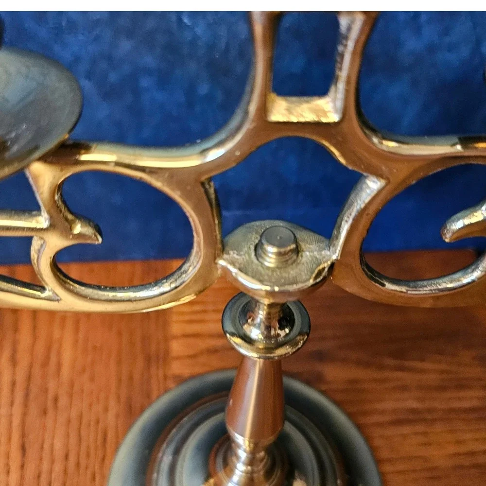 Vintage Brass 5 Arm Candelabra Art Nouveau Scrollwork Candlestick W Mark